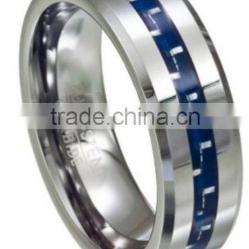 High quality tungsten Finger Ring with blue carbon fiber