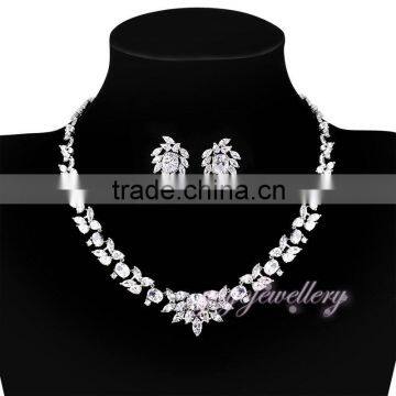 Flower Design Wedding Women Gold Zircon Jewelry Set photo-4