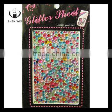 fancy 2mm round rhinestone acrylic sticker