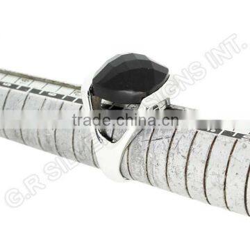 925 Wholesale Silver Black Onyx Cushion Gemstone Stylish Band Rings Jewelry photo-5