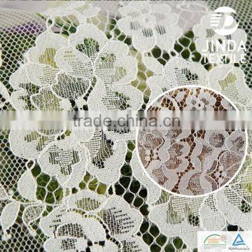 White bridal flower embroidered tulle lace fabric for dress                        
                                                                                Supplier's Choice