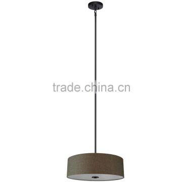 4 light chandelier(Lustre/La arana) in ebony bronze finish with round 22" brown fabric shade