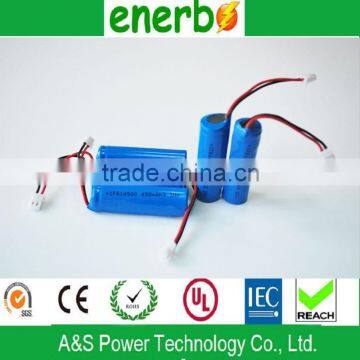 14500 LiFePO4 battery 3.2v 450mAh with high efficiency and deep cycle life for electronic toys