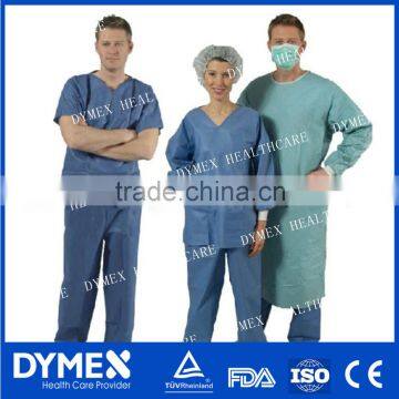 scrub suit V Neck Disposable Scrub Suit with Knitted Collar and Cuff