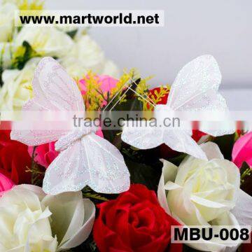 Delicate white artificial feather butterfly garland wedding decoration;White feather butterfly garland for event&party(MBU-008)