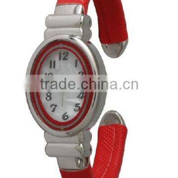 Fashion red alloy band cuff watch for trendy ladies