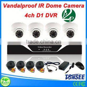 High Quality 800TVL CCTV Indoor Cameras DVR kits Dome day and night vision CCTV System