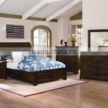 Hanover Queen United State style Sleigh Storage Bed w/ Low Profile Footboard AS-B50