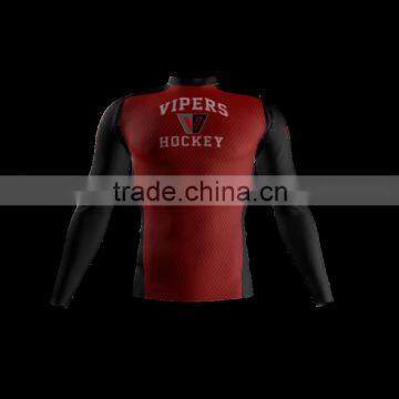 Polyester Spandex Long Sleeves Vipers Compression Shirt/Rash Guard with Club Logo Player Name and Numbers at Sleeves