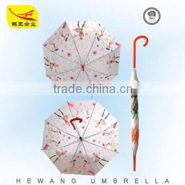 Kids Safty Cheap Umbrella With Curved Handle With Printing Pattern photo-4