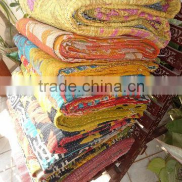 VINTAGE KANTHA QUILT Beautiful Antique Quilt Cotton Sari Kantha Quilted Bedspreads,