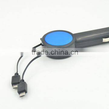 New Design Protable 3.1A Car Battery Charger With Double Retractable Built-in Cable for Iphone/samsung/Type-C/htc/blackberry photo-3