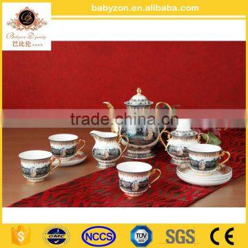 Tea/Coffee Serving Set, European Style Flower Ceramic Coffee Cup Turkish Tea Set photo-2