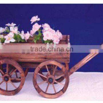 HL139 Wooden Wheelbarrow Planter Burntwood Rectangular shape
