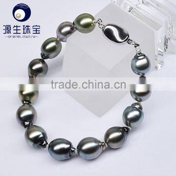 yuansheng brand high luster natural black 8-10MM AAA BLACK tahitian pearl bangles