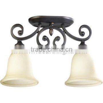 UL CUL Listed Painted Black Hotel Room Vintage Ceiling Mount Light Fixture With Double Glass Shades C80245