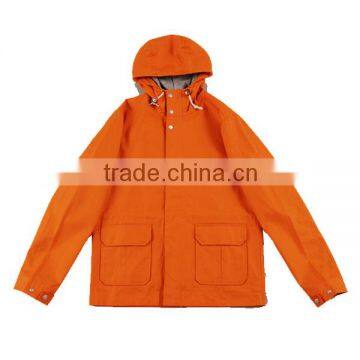 Breathable Zipper Front Orange Ladies Nylon Waterproof Raincoat photo-1