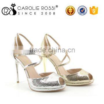 steel heel gold and silver sexy fancy bridal heel sandals