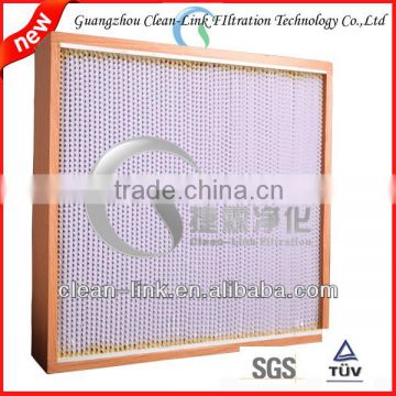 waveness paper foil wood frame high capacity fibregalss filter paper clean room HEPA Panel filter