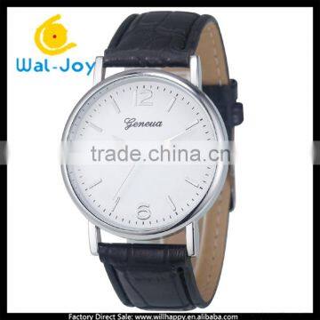 WJ-3236-2 silver case trendy simple design Geneva hot sale high quality cheap leather watch