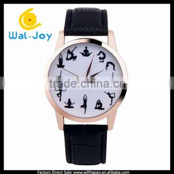 WJ-5388 unique yoga pose fashion charming fancy leather band ladies wrist watches