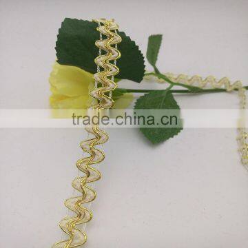 lurex yarn gold metal wire zig zag lace ribbon garment accessories manufacturer in china