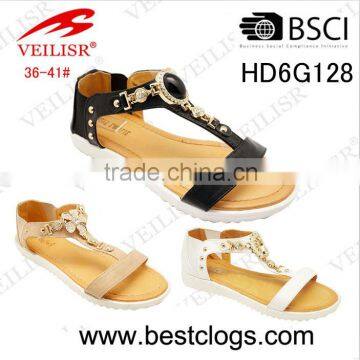 New PCU fashion ladies sandal with beautiful accessories strap