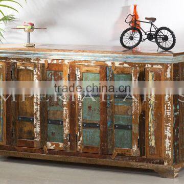 INDIAN RECYCLED FURNITURE WOOD 2 DOUBLE DOOR SIDE BOARD