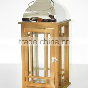 Large size rustic metal wooden lantern