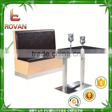 beige booth sofa with double side restaurant sofa chair and table