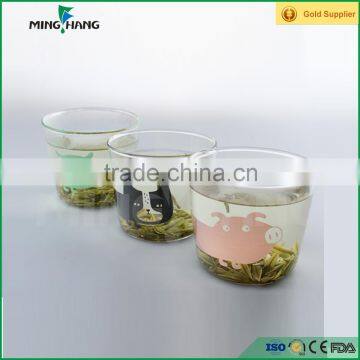 260ml Clear Borosilicate Decal Glass Mug Tea Cup Drinking Water or Juice