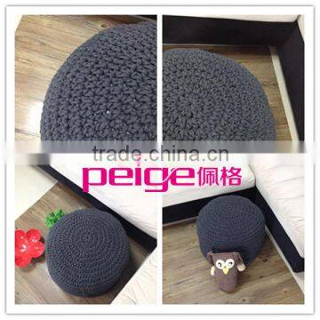 crochet cotton pouf , crochet knitted pouf ottoman, black crochet pouf