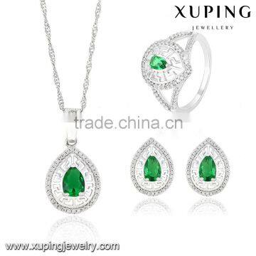 63833 Xuping Fashional Elegant Luxury Rhodium color Zircon Jewelry Set