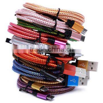 1M 3ft 2M 6ft 3M New Cable Wave Braided Aluminum USB Charger Cable Nylon Micro Data Alloy Metal Charger AdapterWire for Samsung