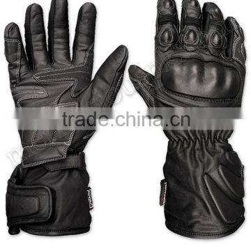 All Black Leather Motorbike Gloves