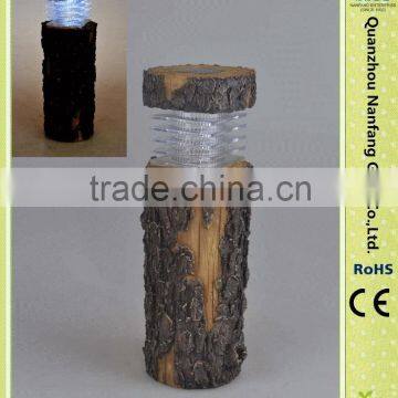 Solar Wood Pile Like Polyresin Pillar Light