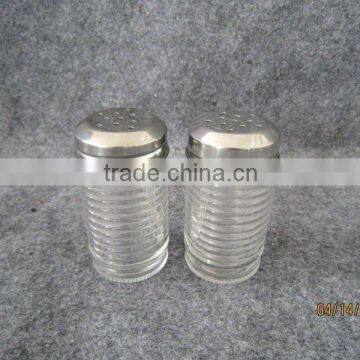 glass salt and pepper shaker, spice bottle with metal lid