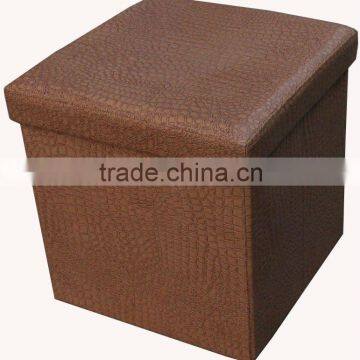 stronger!! Brown CROCODILE Leather foldable storage stool