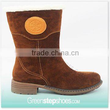 Ladies Brown Cow Suede Leather Winter Boots