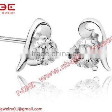 925 silver heart shape earrings, cheap stud earrings