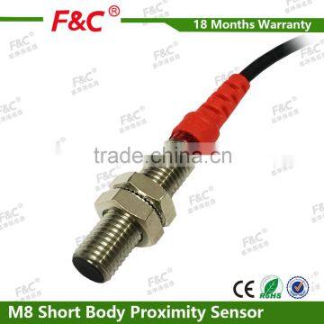 M8 short body 12-24vdc PNP proximity sensor for sales