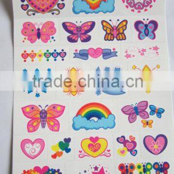 Custom cartoon water transfer temporary color tattoos for kids body art tattoos safe non-toxic color tattoo stickers factory