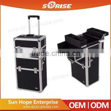 High Quality Luxury 2 In 1 Pull Out Trays Trolley Make Up Case