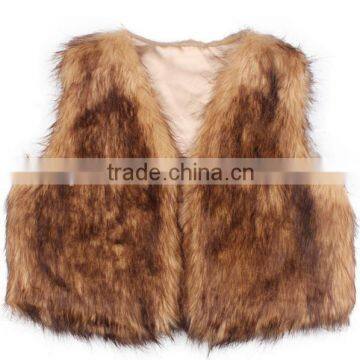 Sya hot sale new deisign fashion brown faux fur vest