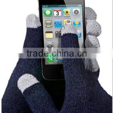 knitted acrylic 3 finger touch screen gloves