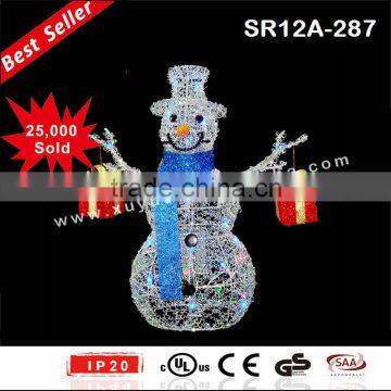 Battery powered lighted up snowman