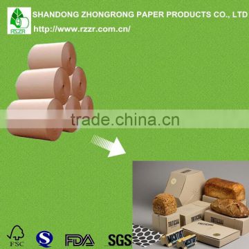 Single Side Poly Coated Kraft Paper for kinds of Packages, food grade, good greaseproof, waterproof