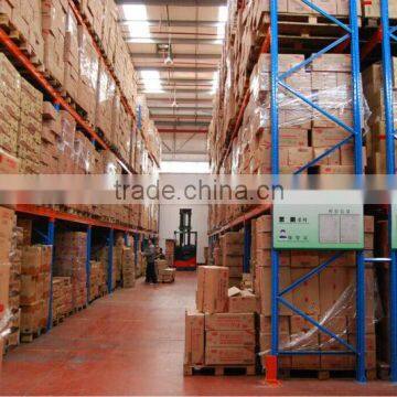 blue and orange double deep pallet racking