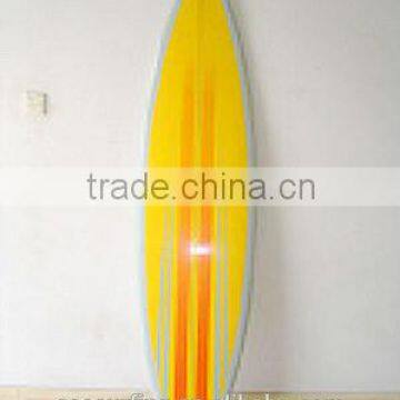 2014 seasonal popular & hot selling !~size 5'8--10'sunshine model surfboards/pure yellow with stripe fishsurf board