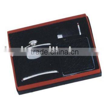 Stainless steel hip flask set